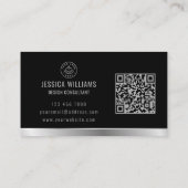 Benutzerdefiniertes Logo Eleganter Black Silver QR Visitenkarte (Rückseite)