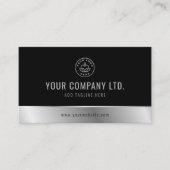 Benutzerdefiniertes Logo Eleganter Black Silver QR Visitenkarte (Vorderseite)