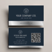 Benutzerdefiniertes Logo Eleganter Blue Silver QR- Visitenkarte
