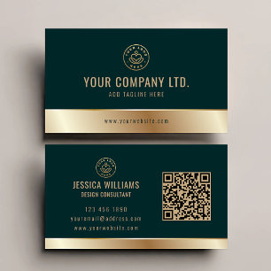Benutzerdefiniertes Logo Eleganter Green Gold QR C Visitenkarte