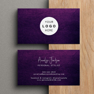 Benutzerdefiniertes Logo eleganter Luxus violettes Visitenkarte