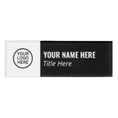 Benutzerdefiniertes Logo Eleganter Schwarz-weißer Namenschild (Vorderseite)
