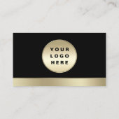 Benutzerdefiniertes Logo Elegantes Black Gold Foto Visitenkarte (Rückseite)