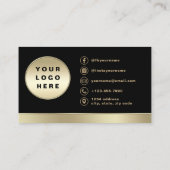 Benutzerdefiniertes Logo Elegantes Black Gold QR C Visitenkarte (Rückseite)