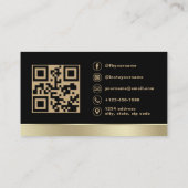 Benutzerdefiniertes Logo Elegantes Black Gold QR C Visitenkarte (Rückseite)