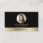 Benutzerdefiniertes Logo Elegantes Black Gold QR C Visitenkarte (Vorderseite)