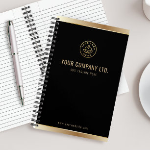 Benutzerdefiniertes Logo Elegantes Schwarzes Gold Notizblock