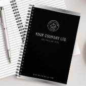 Benutzerdefiniertes Logo Elegantes Schwarzes Silbe Notizblock