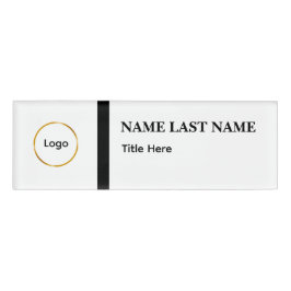 Benutzerdefiniertes Logo Elegantes Staubblau Weiß Namenschild