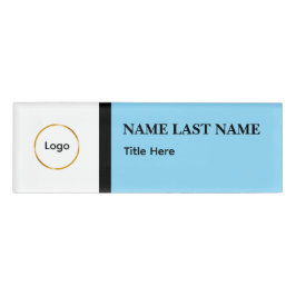 Benutzerdefiniertes Logo Elegantes Staubblau Weiß Namenschild