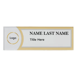 Benutzerdefiniertes Logo Elegantes Staubblau Weiß Namenschild