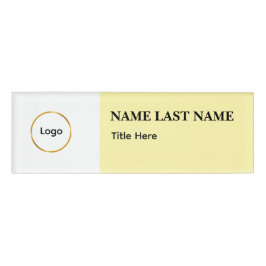 Benutzerdefiniertes Logo Elegantes Staubblau Weiß Namenschild