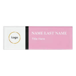Benutzerdefiniertes Logo Elegantes Staubblau Weiß Namenschild
