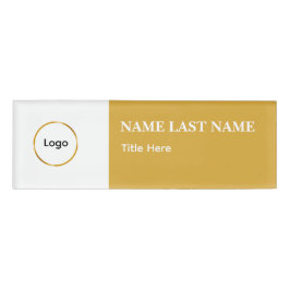 Benutzerdefiniertes Logo Elegantes Staubblau Weiß Namenschild