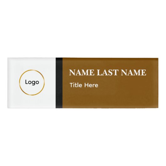 Benutzerdefiniertes Logo Elegantes Staubblau Weiß Namenschild (Vorderseite)