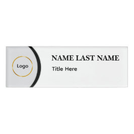 Benutzerdefiniertes Logo Elegantes Staubblau Weiß Namenschild