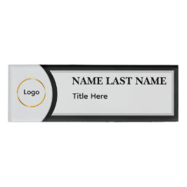 Benutzerdefiniertes Logo Elegantes Staubblau Weiß Namenschild