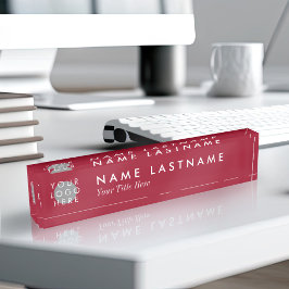 Benutzerdefiniertes Logo Elegany Burgundy Red Desk Namensplakette