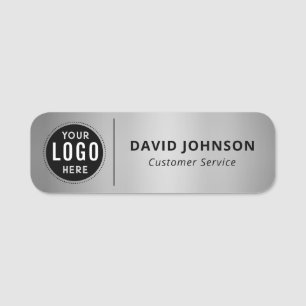 Benutzerdefiniertes Logo Faux Metallic Silber Kund Namensschild