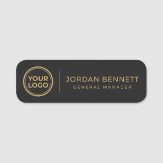 Benutzerdefiniertes Logo Faux-Schwarz und Gold Mit Namensschild