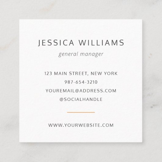 Benutzerdefiniertes Logo Fett Minimalistisches Cor Quadratische Visitenkarte (Rückseite)