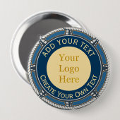 Benutzerdefiniertes Logo Firmen Blau und Gold Naut Button (Vorne & Hinten)
