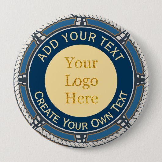 Benutzerdefiniertes Logo Firmen Blau und Gold Naut Button (Vorderseite)