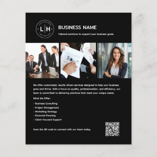 Benutzerdefiniertes Logo-Foto QR Beruflich Black B Flyer
