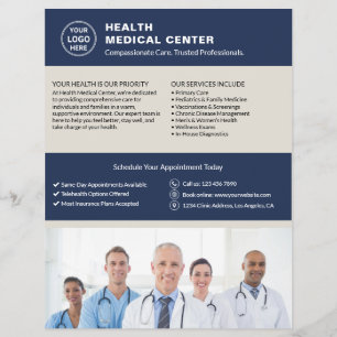 Benutzerdefiniertes Logo Foto QR Gesundheitsklinik Flyer
