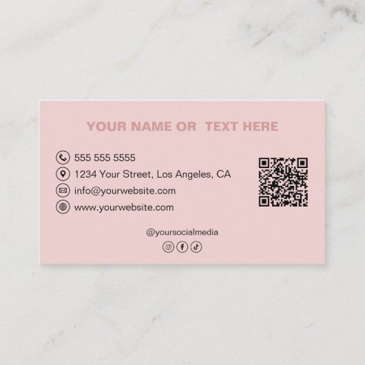 Benutzerdefiniertes Logo Foto QR Pink Bakery Visitenkarte (Rückseite)