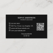 Benutzerdefiniertes Logo-Foto QR Social Media Blac Visitenkarte (Rückseite)