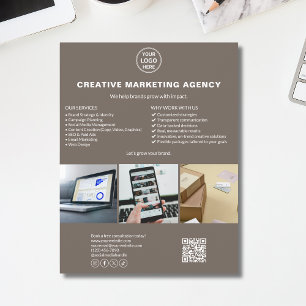 Benutzerdefiniertes Logo Foto QR Taupe Marketing U Flyer
