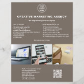 Benutzerdefiniertes Logo Foto QR Taupe Marketing U Flyer (Vorne)