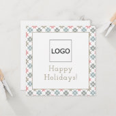 Benutzerdefiniertes Logo Foto Vier Poinsettia Moti Karte (Vorderseite/Rückseite Beispiel)