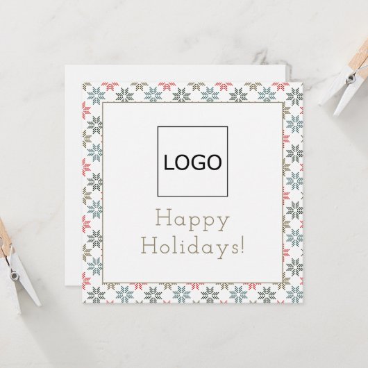 Benutzerdefiniertes Logo Foto Vier Poinsettia Moti Karte (Vorderseite/Rückseite Beispiel)