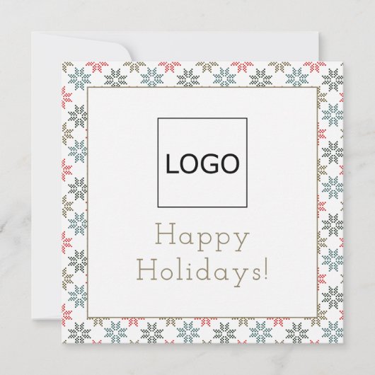 Benutzerdefiniertes Logo Foto Vier Poinsettia Moti Karte (Vorderseite)