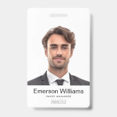 Benutzerdefiniertes Logo Foto weiß moderne Mitarbe Ausweis (Vorderseite)