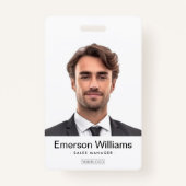 Benutzerdefiniertes Logo Foto weiß moderne Mitarbe Ausweis (Vorderseite)