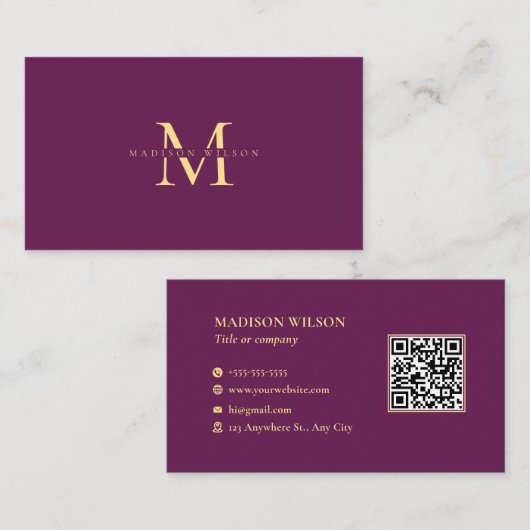 Benutzerdefiniertes Logo für eleganten, dunkelrosa Visitenkarte (Vorne/Hinten)