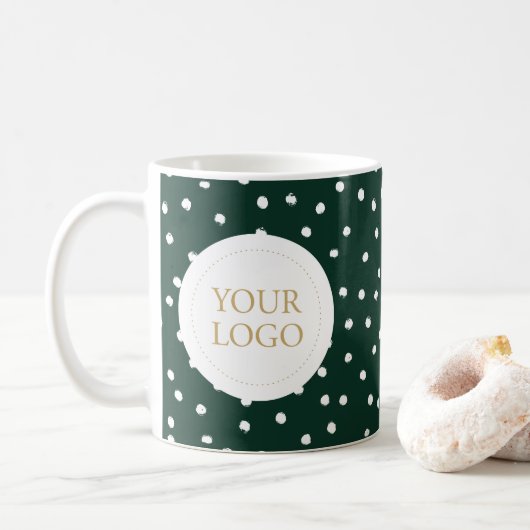 Benutzerdefiniertes Logo für Green Holiday Confett Kaffeetasse (Mit Donut)