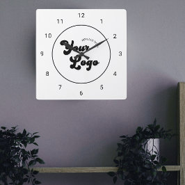 Benutzerdefiniertes Logo für Minimalistische Unter Quadratische Wanduhr