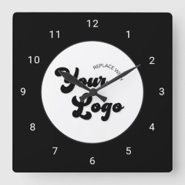 Benutzerdefiniertes Logo für Minimalistische Unter Quadratische Wanduhr