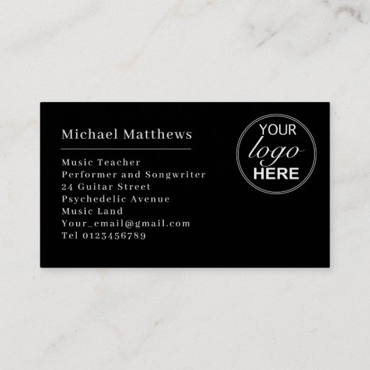 Benutzerdefiniertes Logo für moderne Gitarrenlehre Visitenkarte (Rückseite)