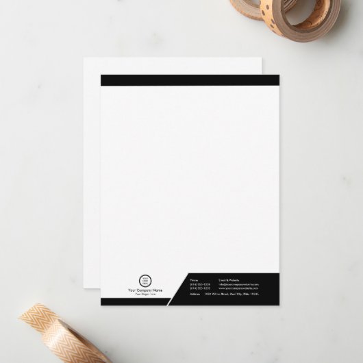Benutzerdefiniertes Logo für moderne Schwarz-Weiß- Mitteilungskarte (Vorderseite/Rückseite Beispiel)