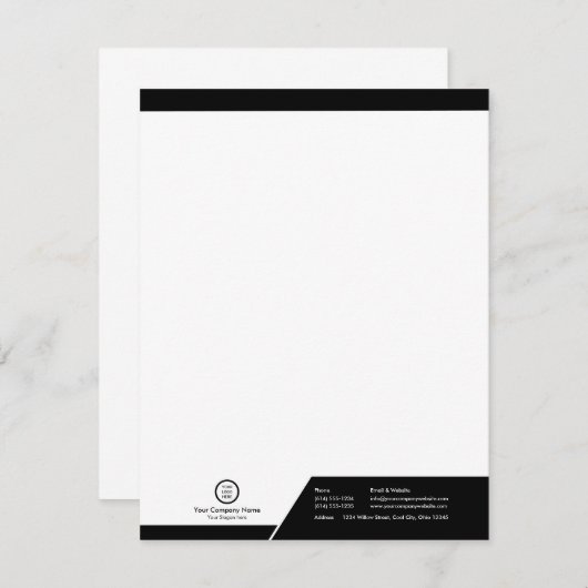 Benutzerdefiniertes Logo für moderne Schwarz-Weiß- Mitteilungskarte (Vorne/Hinten)