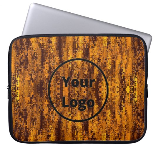 Benutzerdefiniertes Logo, Gold und schwarze Pixelm Laptopschutzhülle (Vorderseite)