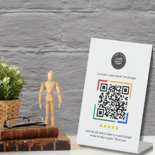 Benutzerdefiniertes Logo Google Review QR Code Pod Sockelschild
