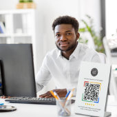 Benutzerdefiniertes Logo Google Review QR Code Pod Sockelschild