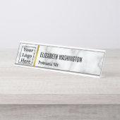 Benutzerdefiniertes Logo hier auf elegantem Imitat Schreibtischnamensplakette (Vorderseite )