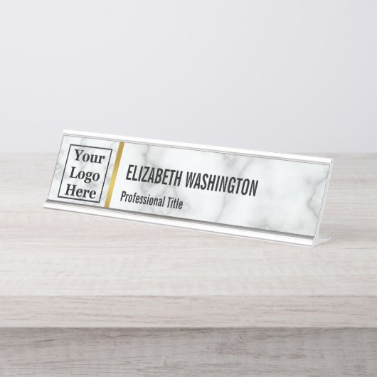Benutzerdefiniertes Logo hier auf elegantem Imitat Schreibtischnamensplakette (Vorderseite )